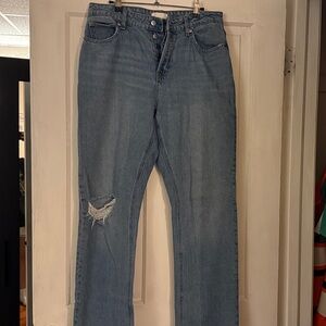 H&M Light Blue Skinny Jeans with Distressed Detail